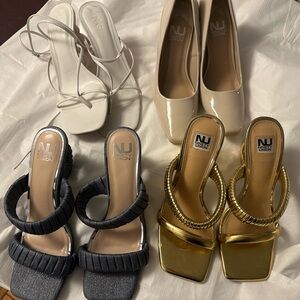 Gold and Black Strappy Heels